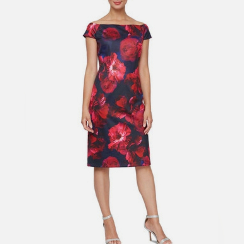 NWT Elegant Floral Off-Shoulder Dress SLNY